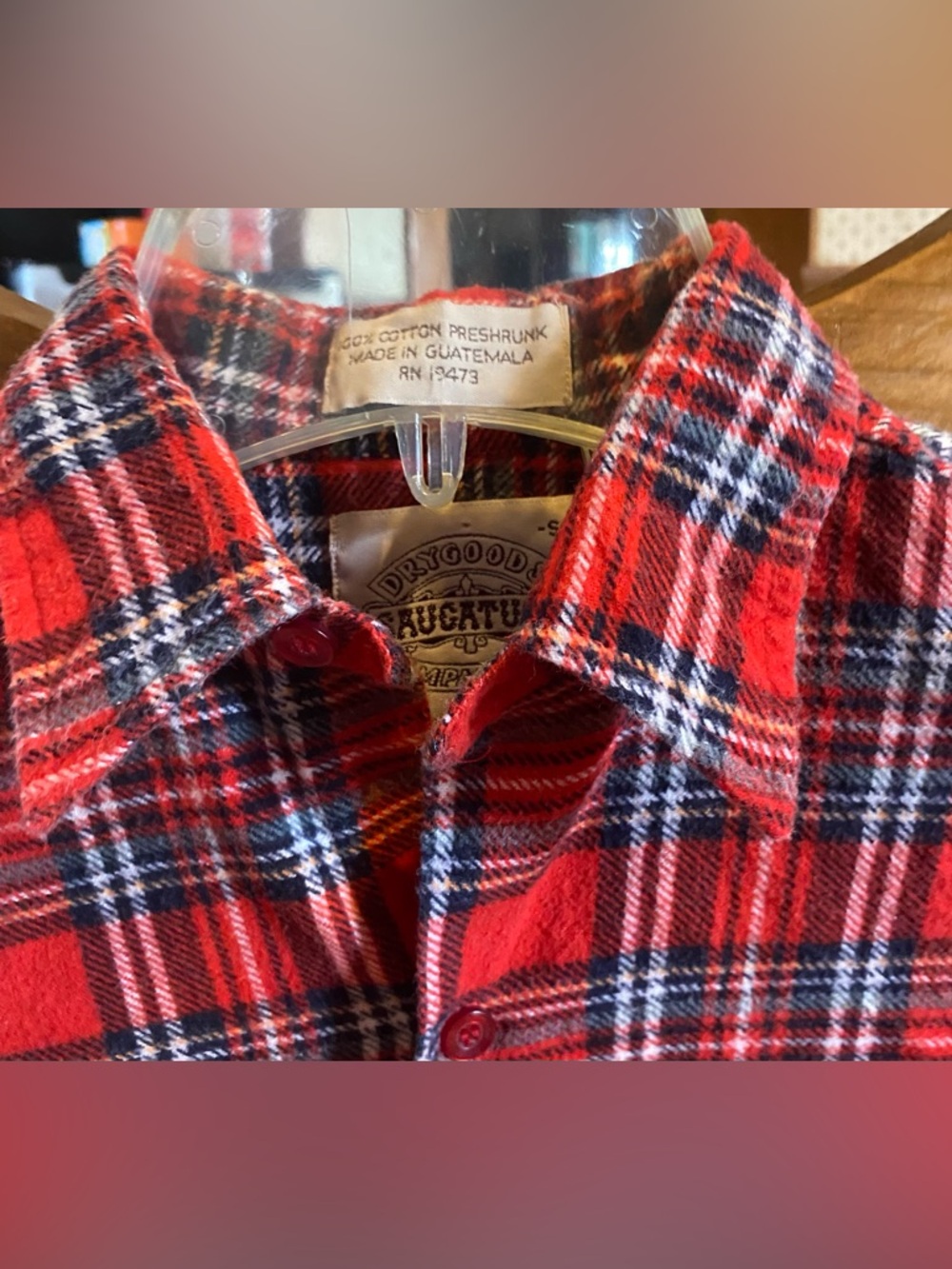 Men's Red Plaid Flannel Shirt - Classic Button-Up Size Small - Picture 5 of 8
